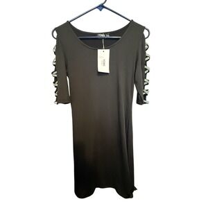 YOINS Small Black Dress Cutout Sleeve Rhinestone Detail Party Cocktail